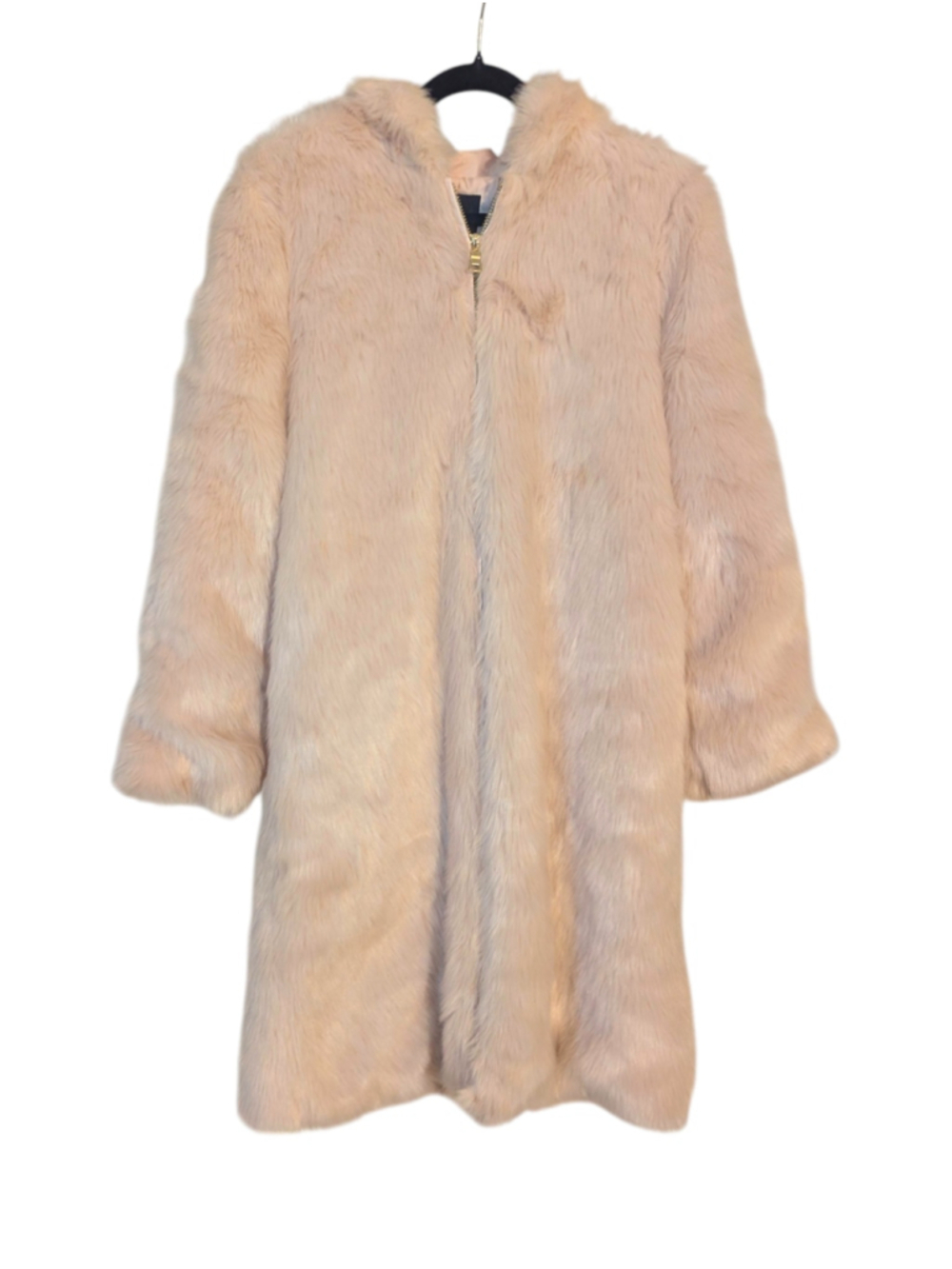 Forever 21 Faux Fur Hooded Coat Blush Pink Large - Picture 3 of 15